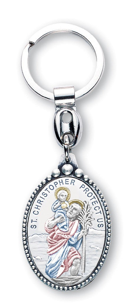 Sterling Silver Key Chain with St. Christopher