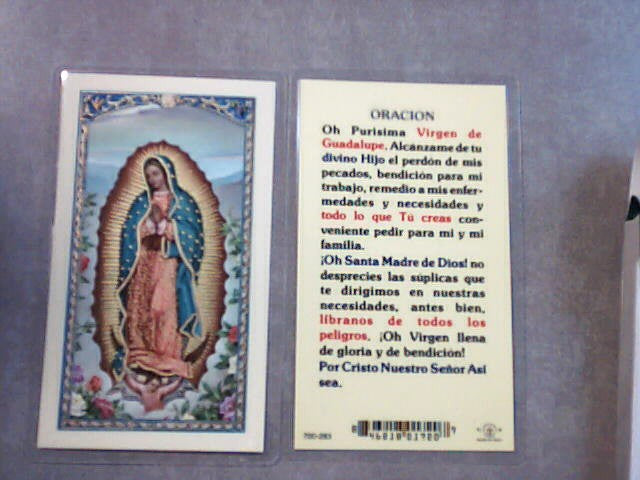 Oracion Virgen de Guadalupe holy card