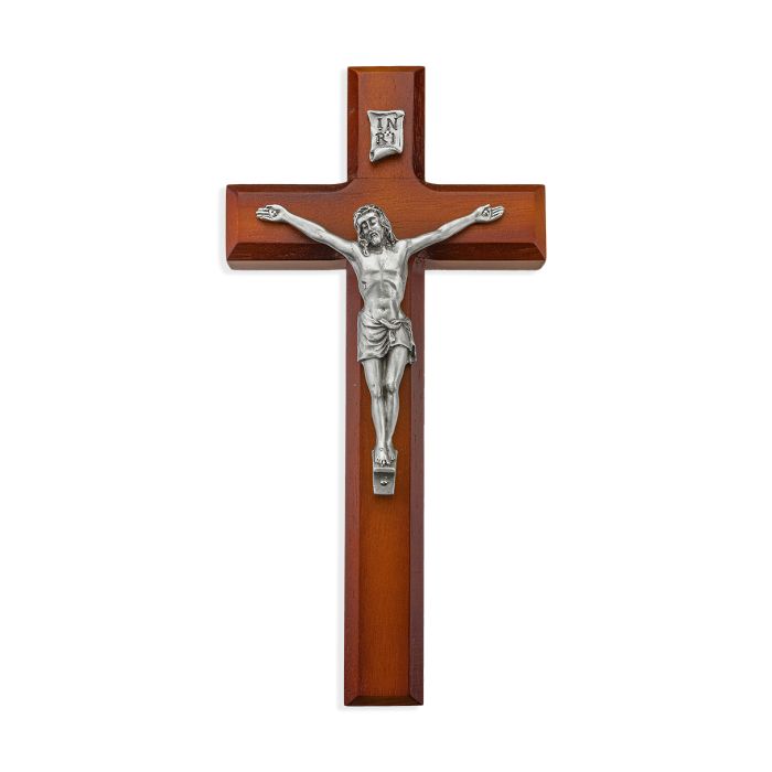 10" Wood Crucifix with Pewter Corpus