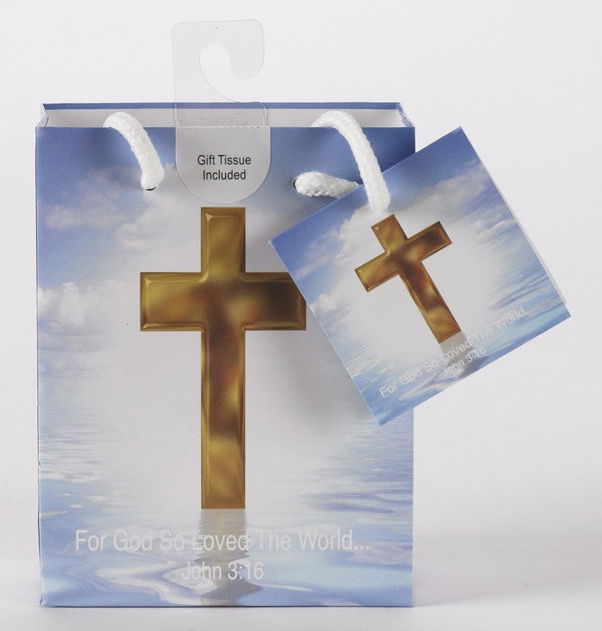 Gift Bag -Cross with 'For God So Loved the World...' John 3:16.