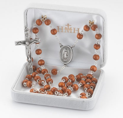Round Boxwood Bead New England Pewter Rosary (Variants)