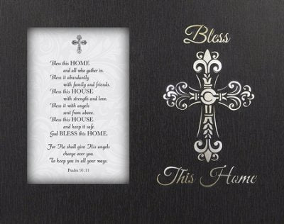 Lights Up! 10 x 8 Bless this Home prayer wood frame with decorative cross Psalm 91:11