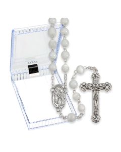 White Cat's Eye Bead Rosary