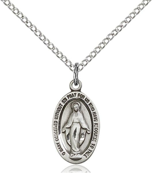 Miraculous Medal Small Oval Medal, Sterling Silver - 4122M