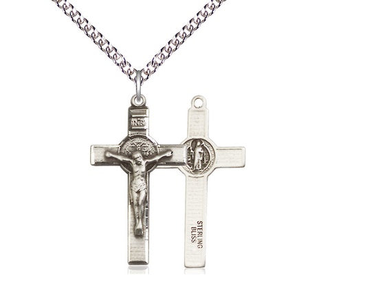 St. Benedict Crucifix Sterling Silver - 18" Chain