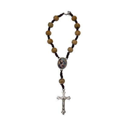 Limited Run: Our Lady of Guadalupe Rose Scented Wooden Rear-view Mirror Decade Rosary