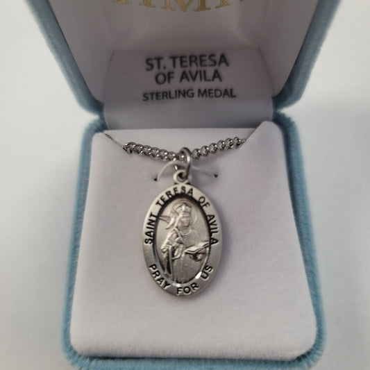 St. Teresa of Avila, Sterling Silver Oval Medal - S9490