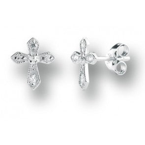 Cross Earrings in sterling silver with CZ