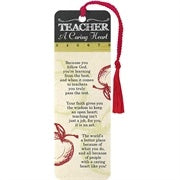 Bookmark with tassel, " Teacher A caring heart " with prayer