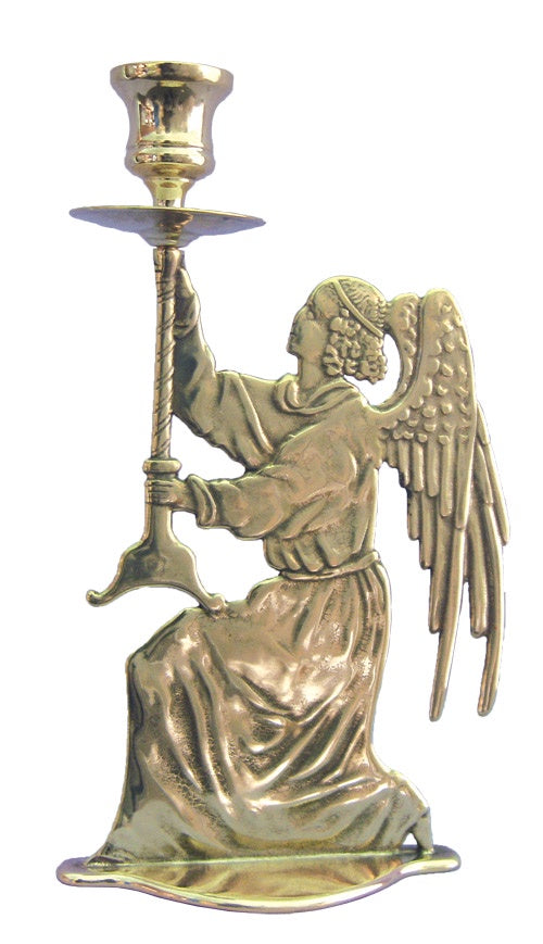 Angel Candle Holder - Shiny Brass - Large 9.75"