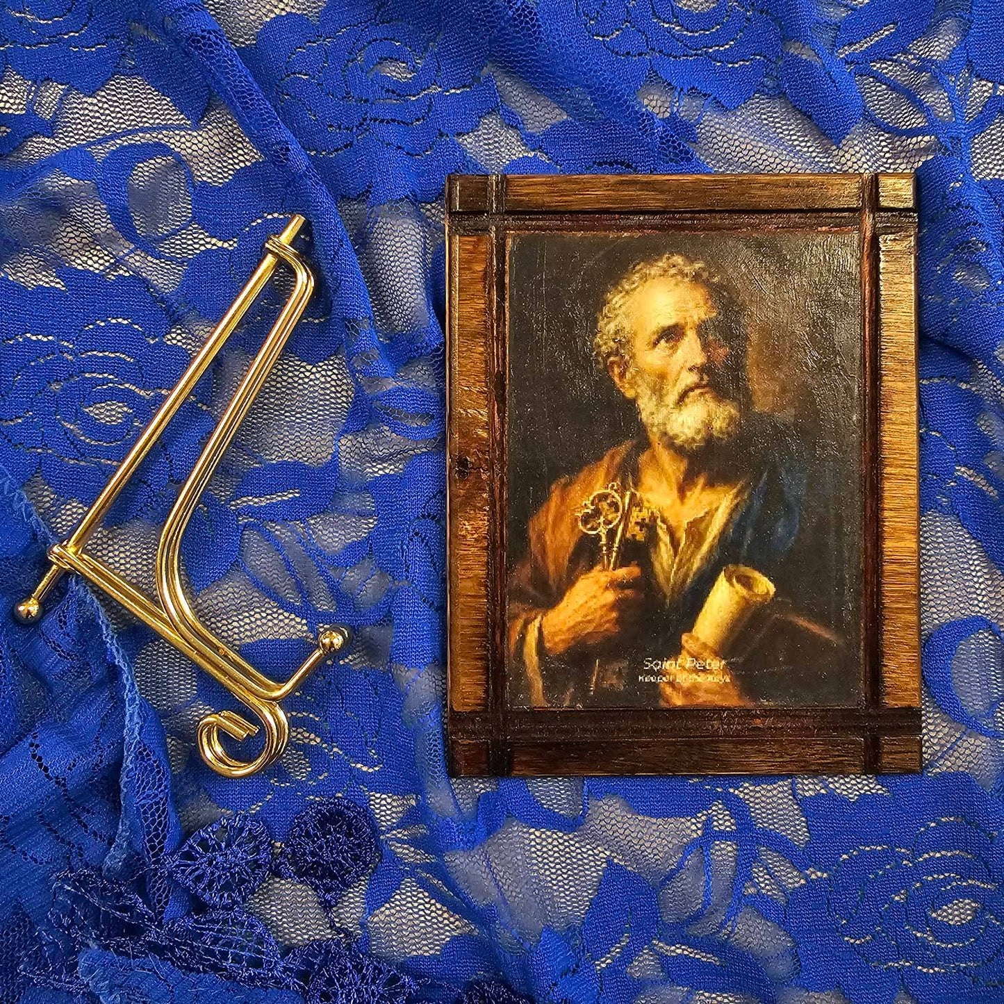 Handmade Wood Plaque with Gold Stand