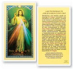 Las Promesas de Jesus Misericordioso estampita - Divine Mercy Holy Card in Spanish