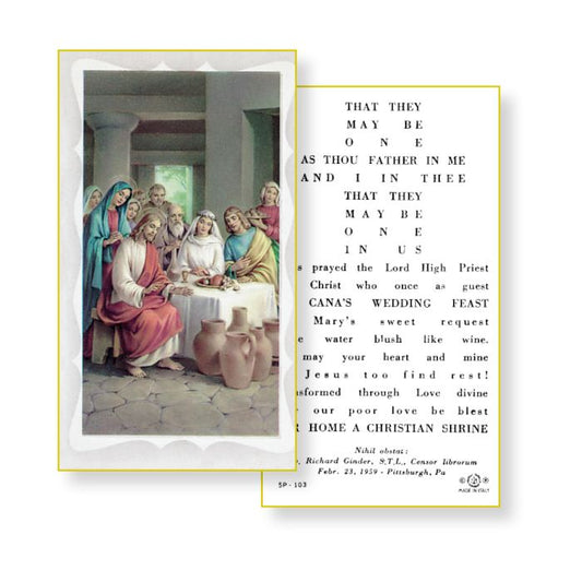 Wedding Feast at Cana Holy Card - Available with Prayer or Blank for Printing