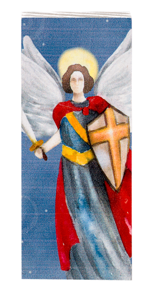 St. Michael The Archangel Block With Biography On Back - Patron Saint Of Protection