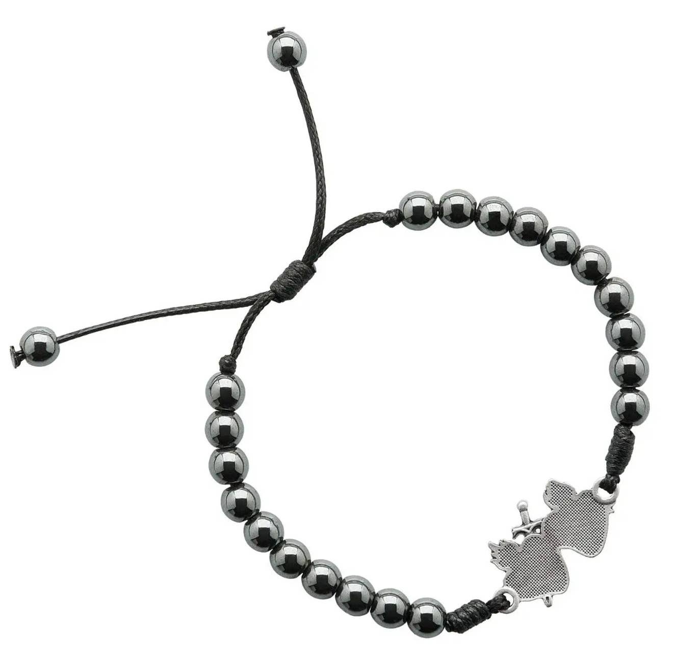 Sacred Heart Hematite Beads Bracelet - 7"