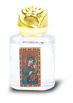 2" Our Lady of Perpetual Help Glass Holy Water Bottle 0.5 oz