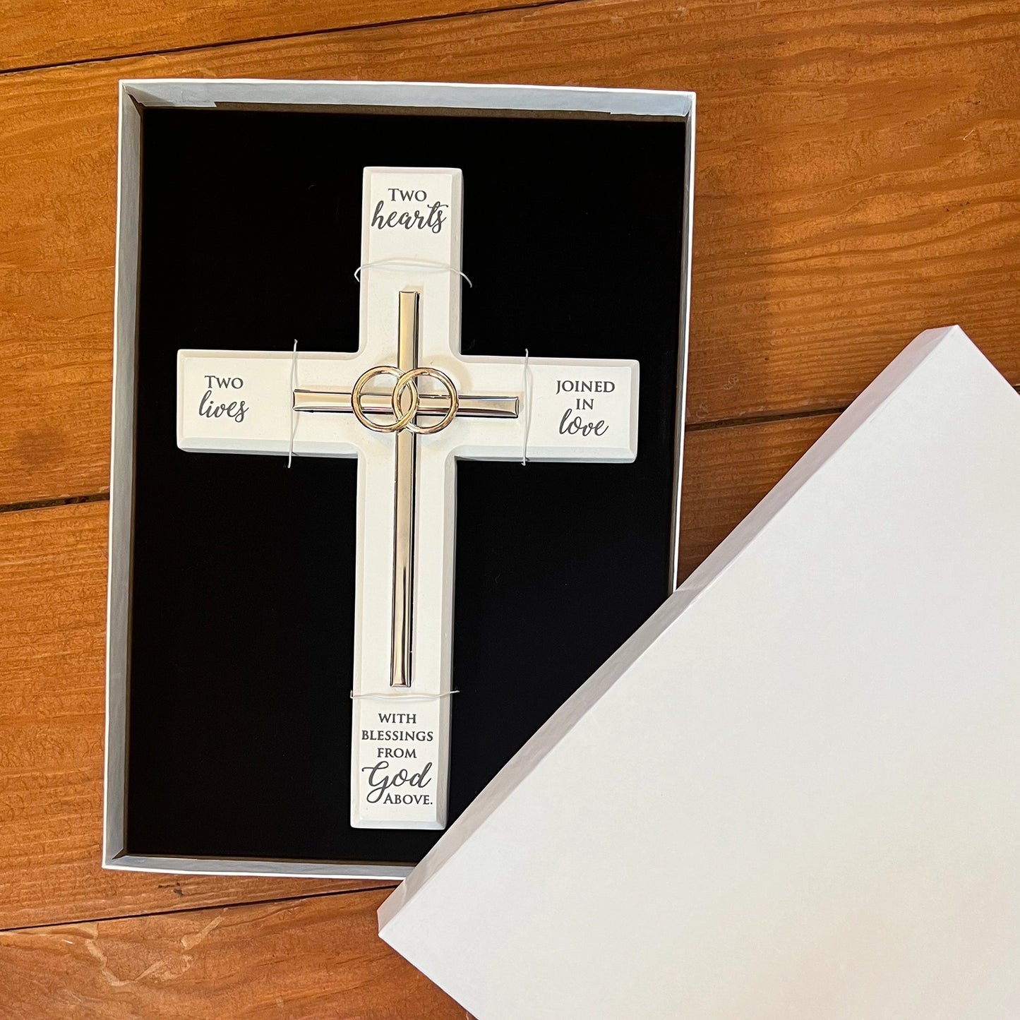 Marriage Wall Cross with Wedding Bands - 10"