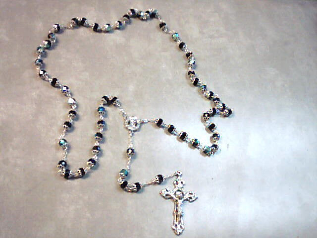 Black Rosary with capped beads