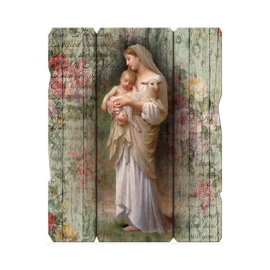 11 1/4" x 14" Divine Innocence Large Vintage Wooden Plaque
