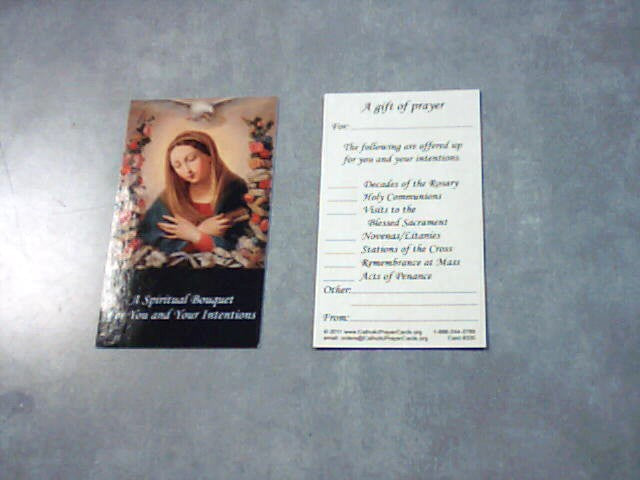 Holy card "A Spiritual Bouquet for you & your intentions"