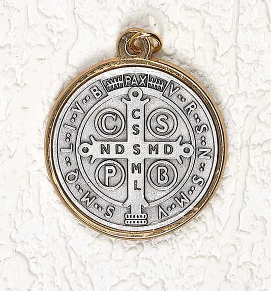 Saint Benedict Two Tone Three Piece Medal