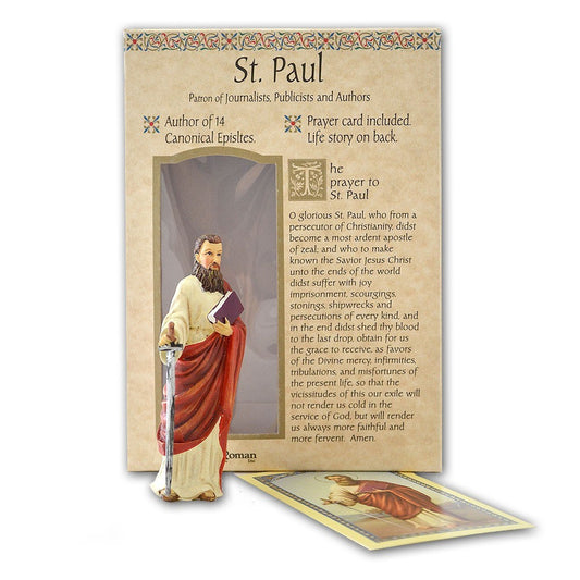 St. Paul statue 4 inches with prayer card and life story