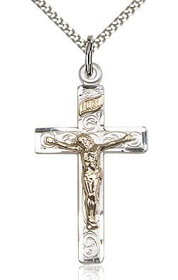 Two Tone Crucifix - Necklace