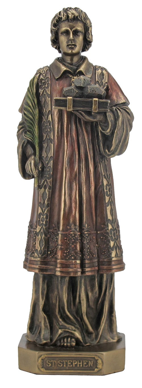 St. Stephen, cold cast bronze, lightly hand-painted - 9"