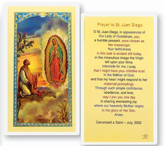 St. Juan Diego, Prayer Holy Card - Laminated