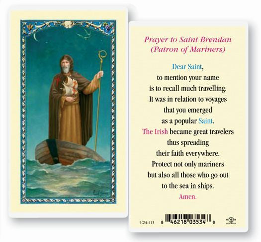 St. Brendan Holy Card - Patron of Mariners