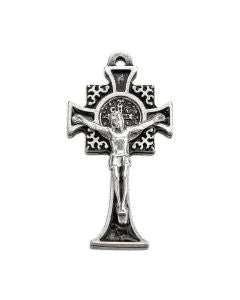 St. Benedict Crucifix Medal In Antique Silver