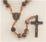 St. Benedict Marbleized Bead Cord Rosary