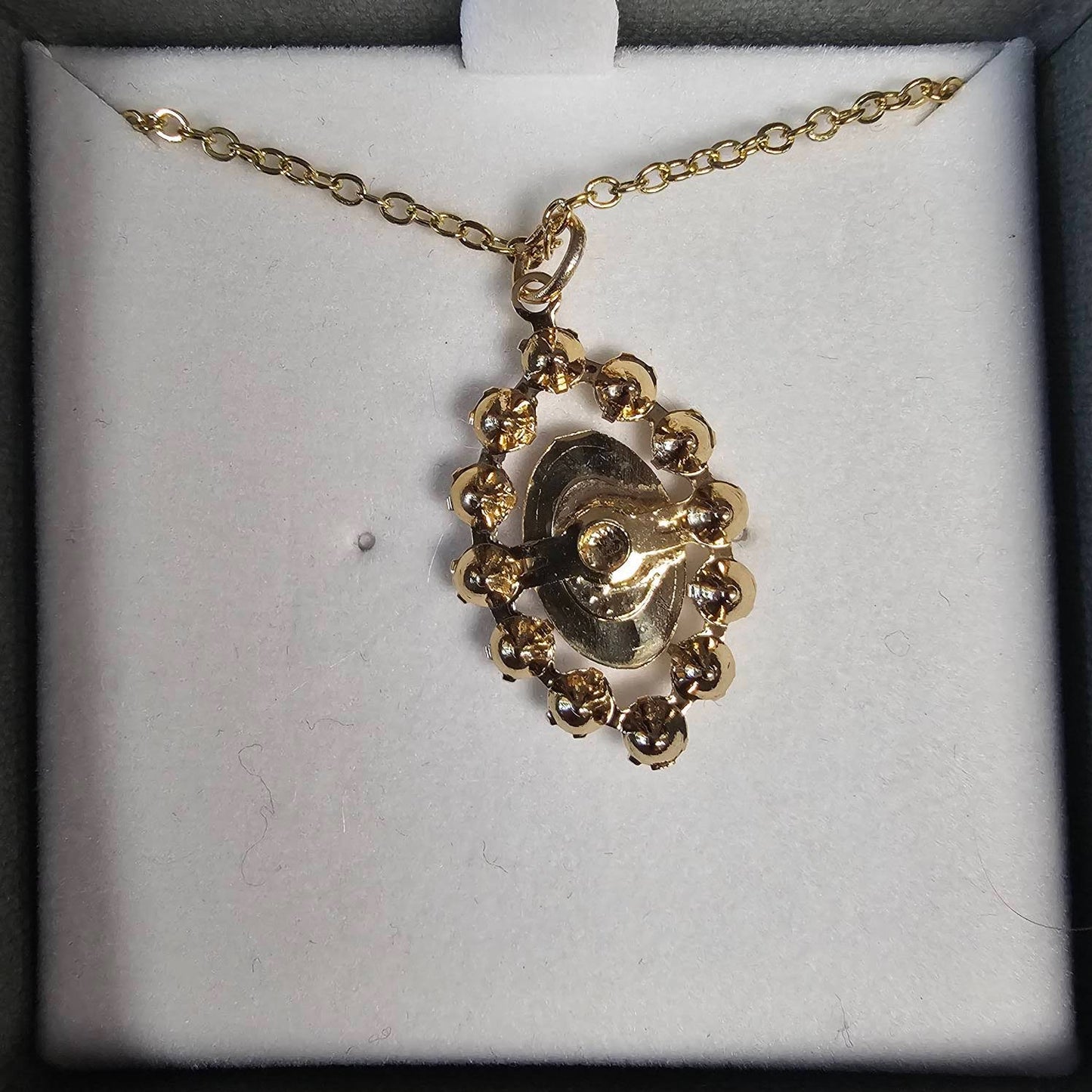 Austrian Crystal Miraculous Medal on Gold Tone Chain