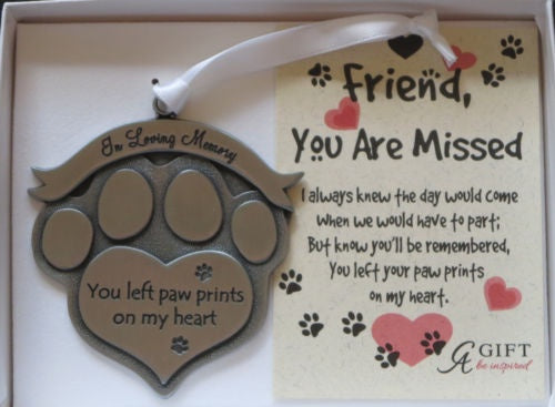 In Loving Memory - "You Left Paw Prints on My Heart" - Ornament