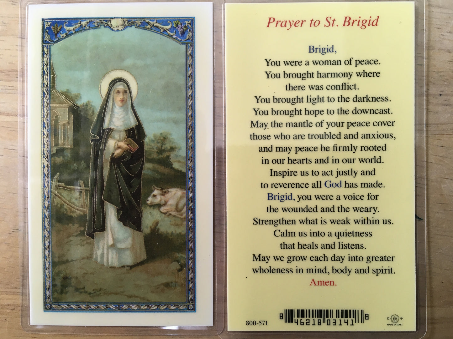 St. Brigid Holy Card