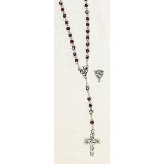 Red Crystal RCIA Rosary And Trinity Cross Clear Top Box