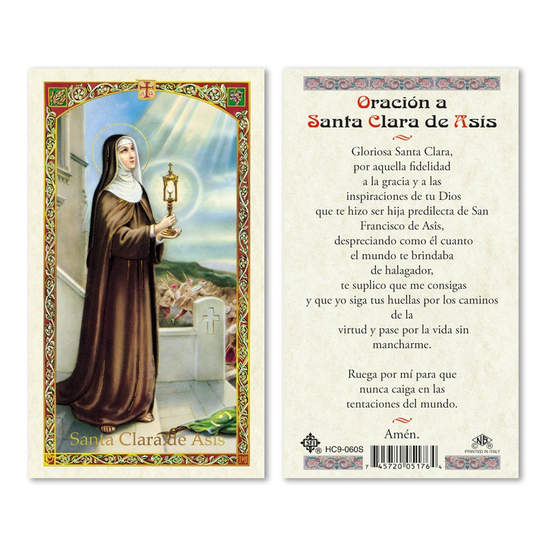 Santa Clara de Asis Holy Card