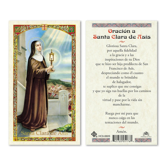 Santa Clara de Asis Holy Card