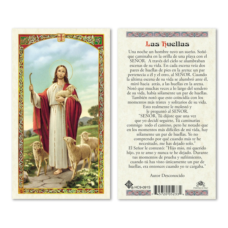 Las Huellas Estampita (Footprints Holy Card)