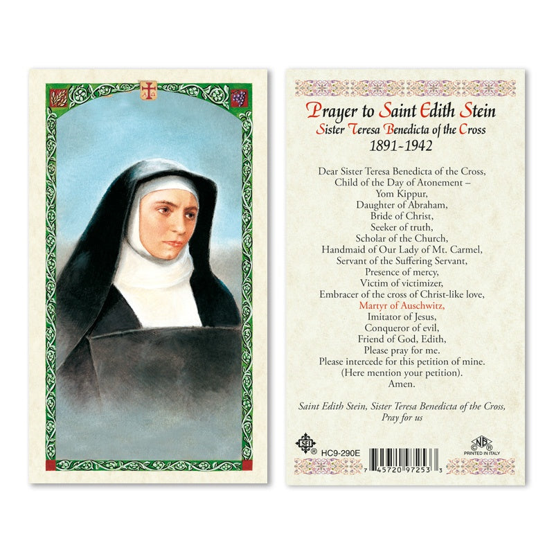 Prayer to St. Edith Stein holy card