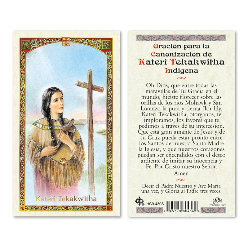 Santa Kateri Tekakwith Holy Card
