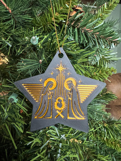 Nativity Scene Star Christmas Ornament
