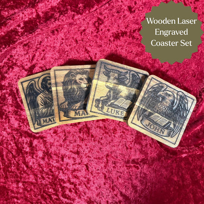 Wooden Evangelist Coaster Set