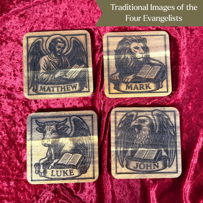 Wooden Evangelist Coaster Set