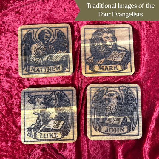 Wooden Evangelist Coaster Set