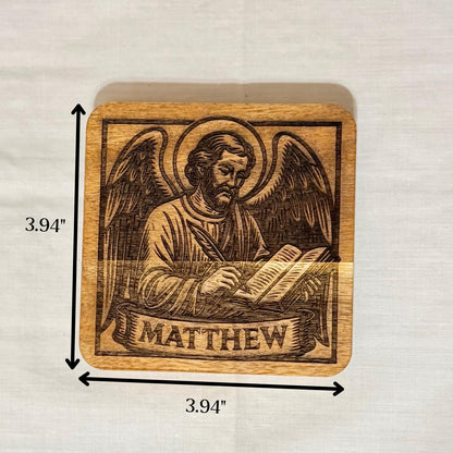 Wooden Evangelist Coaster Set