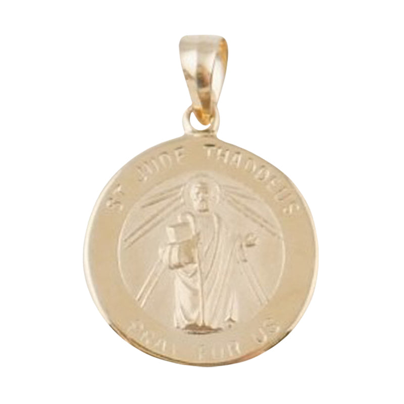 14kt Gold Round St. Jude Medal