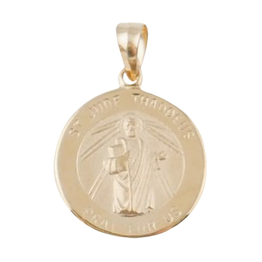 14kt Gold Round St. Jude Medal