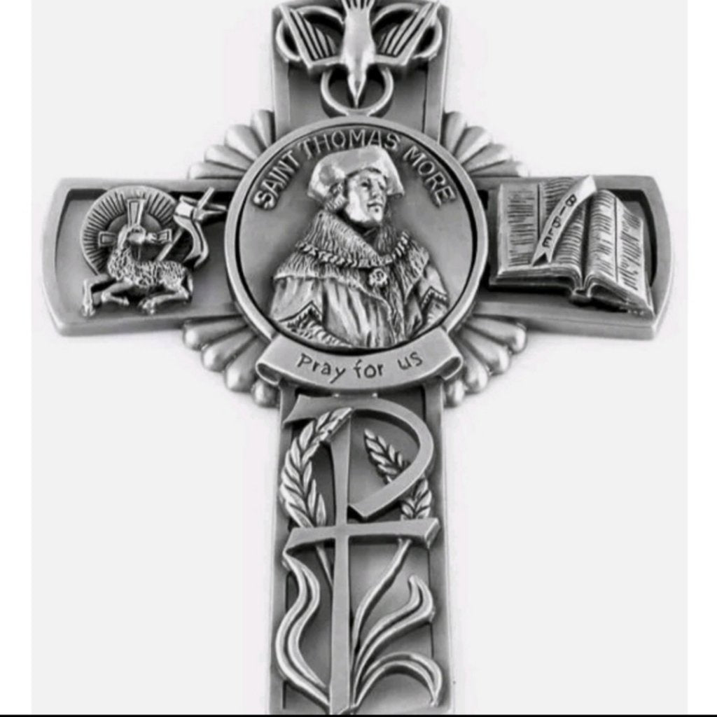 5" pewter cross St. Thomas More