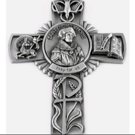 5" pewter cross St. Thomas More